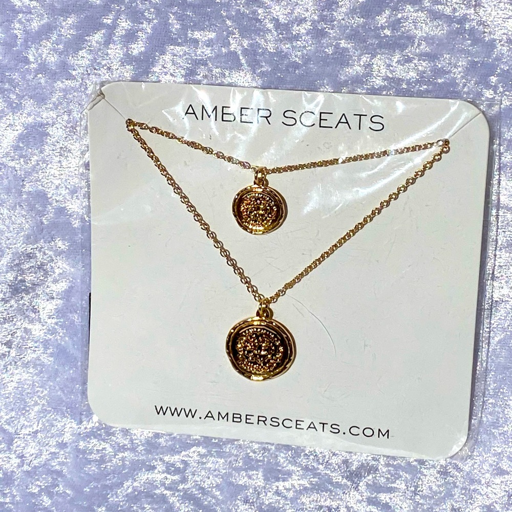 Amber Sceats Double Coin Chain Gold Tone Necklace